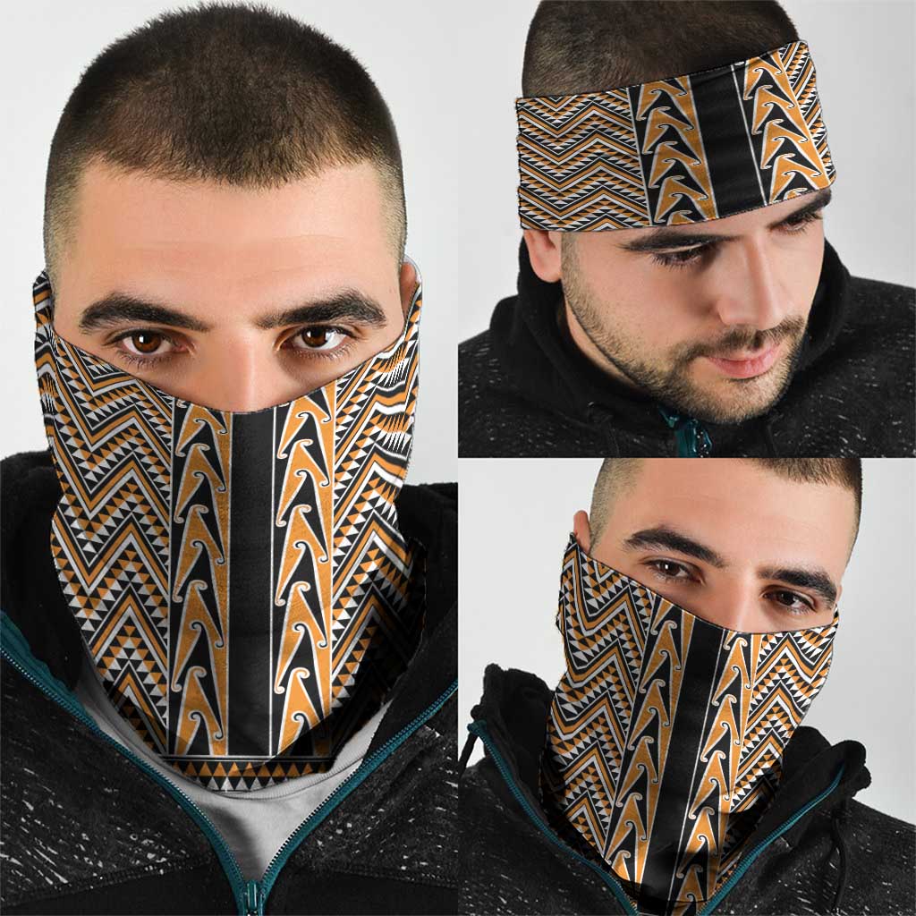 New Zealand Maori Niho Taniwha Neck Gaiter Karaka Mangopare and Puhoro Pattern - Aussie Hoodie