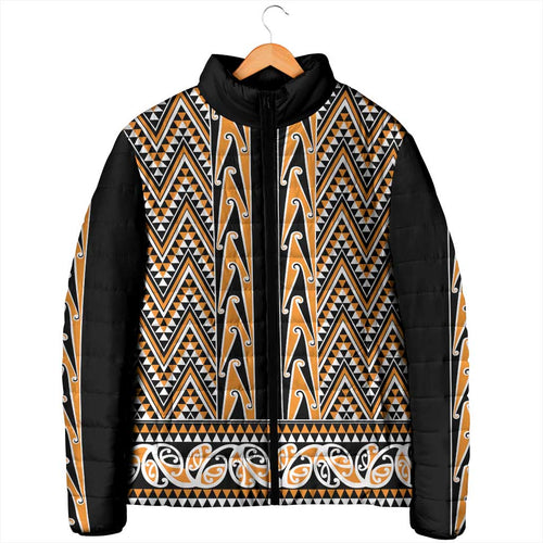 New Zealand Maori Niho Taniwha Padded Jacket Karaka Mangopare and Puhoro Pattern - Aussie Hoodie