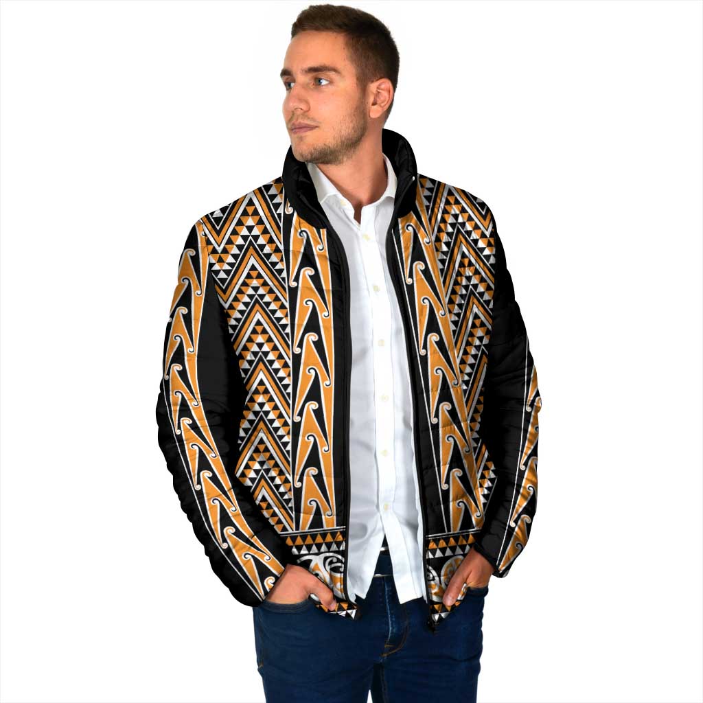New Zealand Maori Niho Taniwha Padded Jacket Karaka Mangopare and Puhoro Pattern - Aussie Hoodie