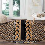 New Zealand Maori Niho Taniwha Round Carpet Karaka Mangopare and Puhoro Pattern