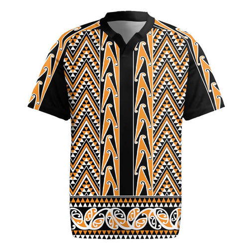 New Zealand Maori Niho Taniwha Rugby Jersey Karaka Mangopare and Puhoro Pattern