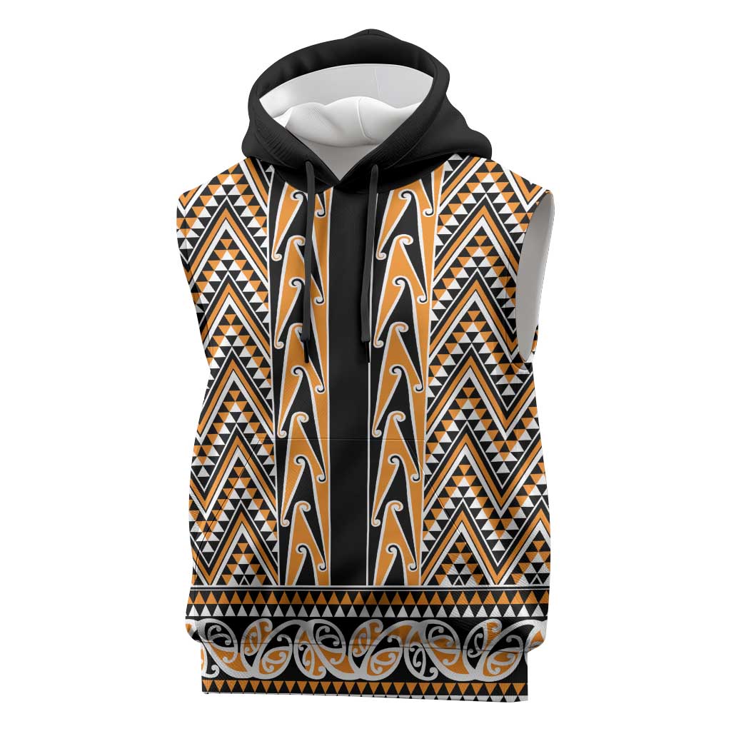 New Zealand Maori Niho Taniwha Sleeveless Hoodie Karaka Mangopare and Puhoro Pattern - Aussie Hoodie