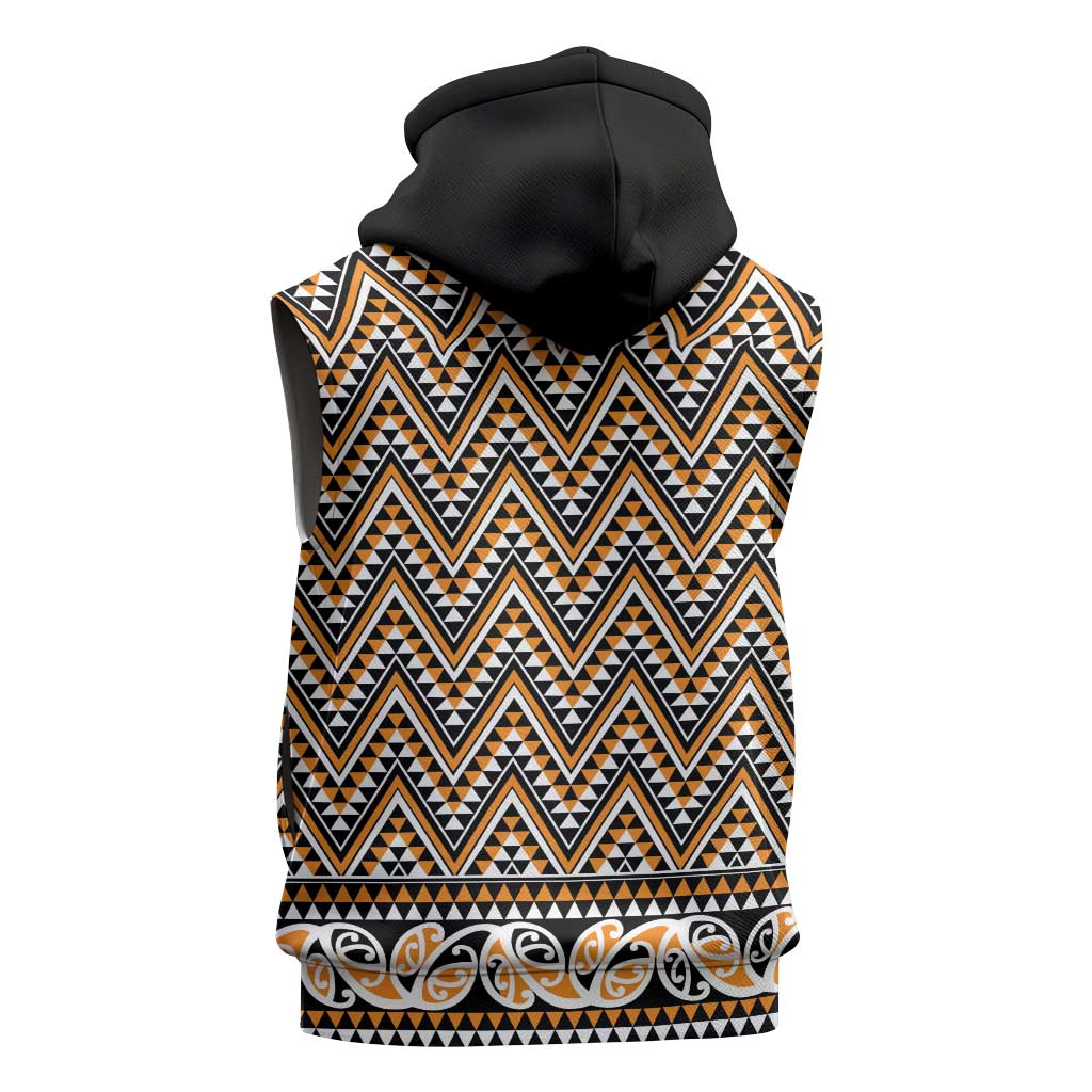 New Zealand Maori Niho Taniwha Sleeveless Hoodie Karaka Mangopare and Puhoro Pattern - Aussie Hoodie