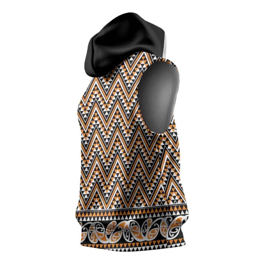 New Zealand Maori Niho Taniwha Sleeveless Hoodie Karaka Mangopare and Puhoro Pattern - Aussie Hoodie