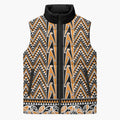 New Zealand Maori Niho Taniwha Sleeveless Puffer Jacket Karaka Mangopare and Puhoro Pattern - Aussie Hoodie