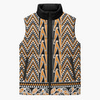 New Zealand Maori Niho Taniwha Sleeveless Puffer Jacket Karaka Mangopare and Puhoro Pattern - Aussie Hoodie