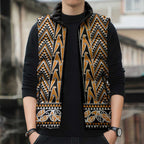 New Zealand Maori Niho Taniwha Sleeveless Puffer Jacket Karaka Mangopare and Puhoro Pattern - Aussie Hoodie