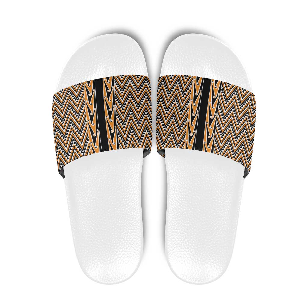 New Zealand Maori Niho Taniwha Slide Sandals Karaka Mangopare and Puhoro Pattern - Aussie Hoodie