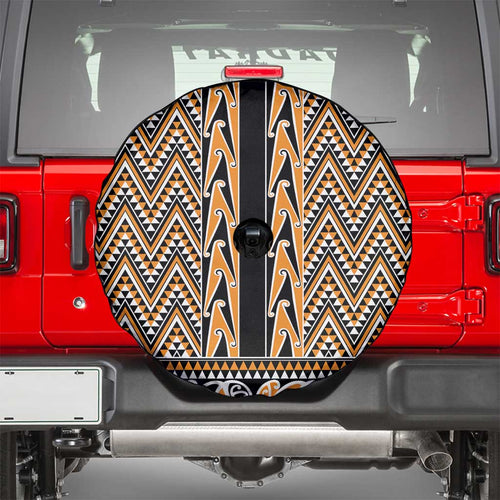 New Zealand Maori Niho Taniwha Spare Tire Cover Karaka Mangopare and Puhoro Pattern
