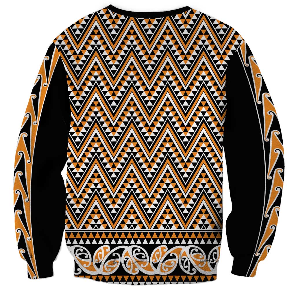 New Zealand Maori Niho Taniwha Sweatshirt Karaka Mangopare and Puhoro Pattern