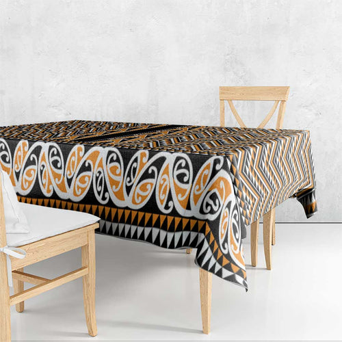 New Zealand Maori Niho Taniwha Tablecloth Karaka Mangopare and Puhoro Pattern