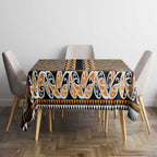 New Zealand Maori Niho Taniwha Tablecloth Karaka Mangopare and Puhoro Pattern