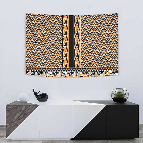 New Zealand Maori Niho Taniwha Tapestry Karaka Mangopare and Puhoro Pattern