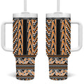 New Zealand Maori Niho Taniwha Tumbler With Handle Karaka Mangopare and Puhoro Pattern