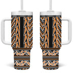 New Zealand Maori Niho Taniwha Tumbler With Handle Karaka Mangopare and Puhoro Pattern
