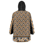 New Zealand Maori Niho Taniwha Wearable Blanket Hoodie Karaka Mangopare and Puhoro Pattern