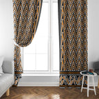 New Zealand Maori Niho Taniwha Window Curtain Karaka Mangopare and Puhoro Pattern