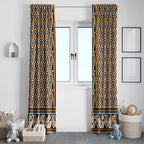 New Zealand Maori Niho Taniwha Window Curtain Karaka Mangopare and Puhoro Pattern