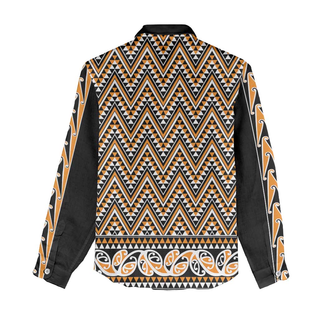 New Zealand Maori Niho Taniwha Women Casual Shirt Karaka Mangopare and Puhoro Pattern