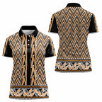 New Zealand Maori Niho Taniwha Women Polo Shirt Karaka Mangopare and Puhoro Pattern