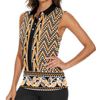 New Zealand Maori Niho Taniwha Women Sleeveless Polo Shirt Karaka Mangopare and Puhoro Pattern