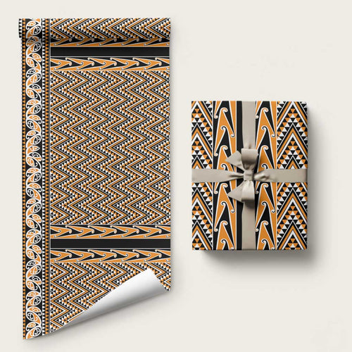 New Zealand Maori Niho Taniwha Wrapping Paper Karaka Mangopare and Puhoro Pattern - Aussie Hoodie
