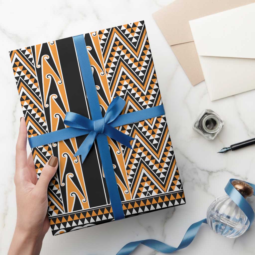 New Zealand Maori Niho Taniwha Wrapping Paper Karaka Mangopare and Puhoro Pattern - Aussie Hoodie