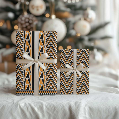New Zealand Maori Niho Taniwha Wrapping Paper Karaka Mangopare and Puhoro Pattern - Aussie Hoodie
