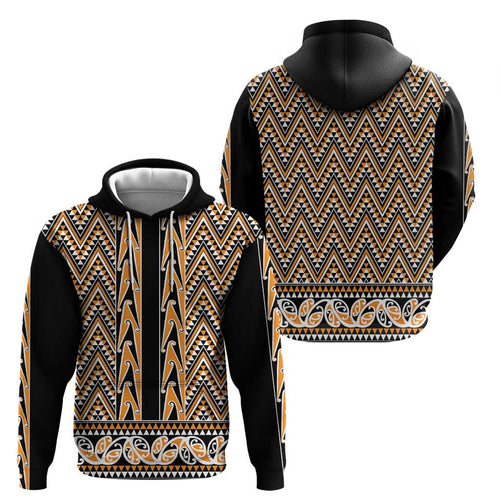 New Zealand Maori Niho Taniwha Zip Hoodie Karaka Mangopare and Puhoro Pattern