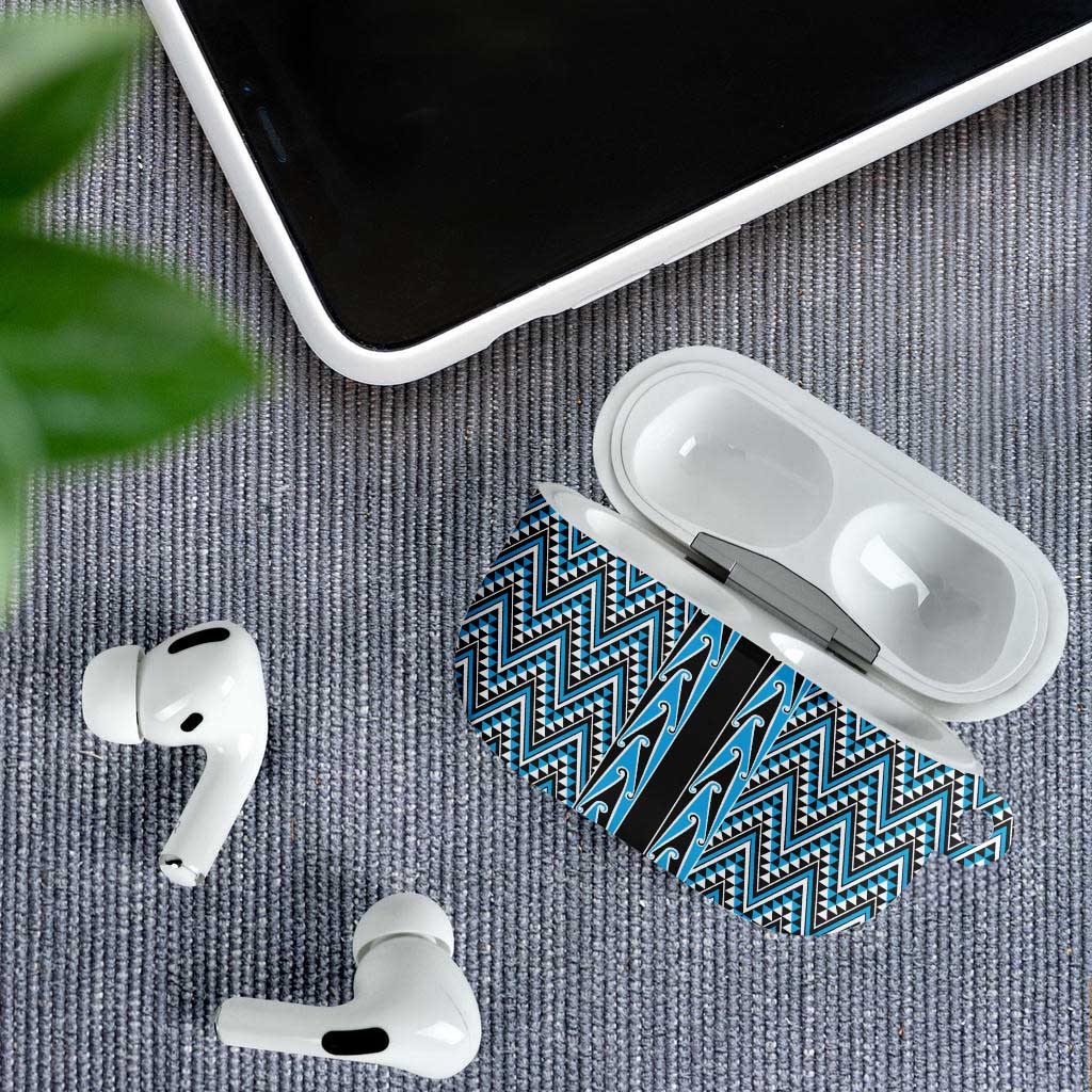New Zealand Maori Niho Taniwha AirPods Case Kikorangi Mangopare and Puhoro Pattern - Aussie Hoodie