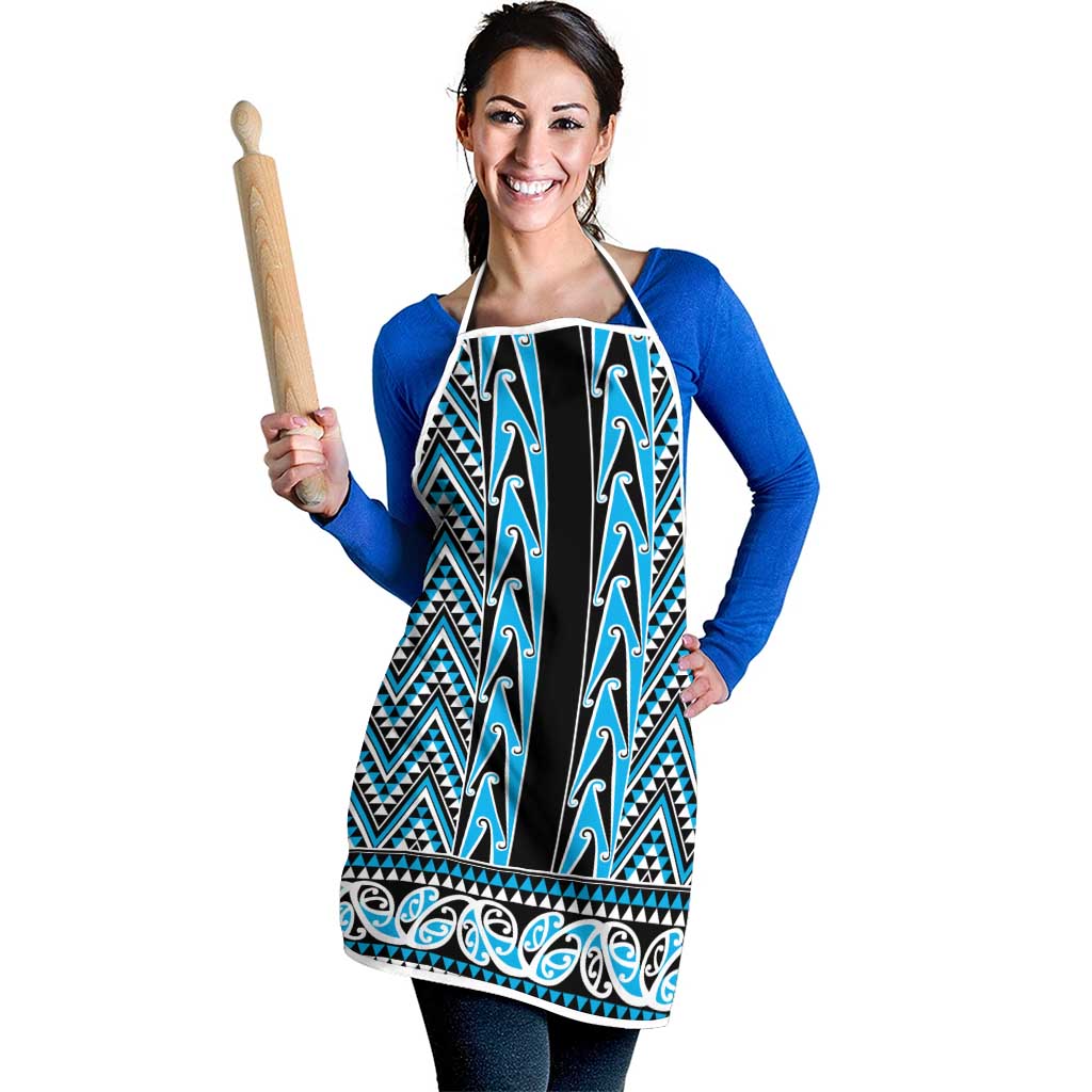 New Zealand Maori Niho Taniwha Apron Kikorangi Mangopare and Puhoro Pattern - Aussie Hoodie