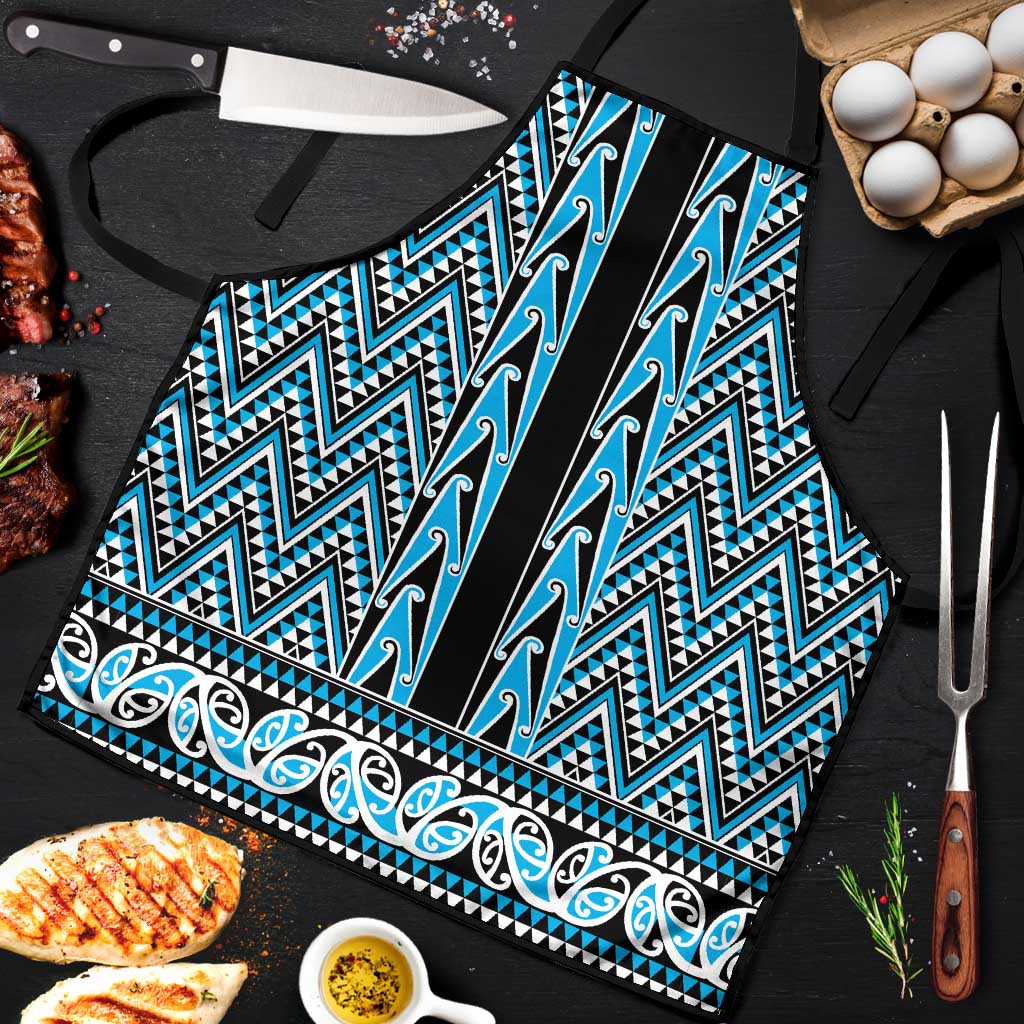 New Zealand Maori Niho Taniwha Apron Kikorangi Mangopare and Puhoro Pattern - Aussie Hoodie