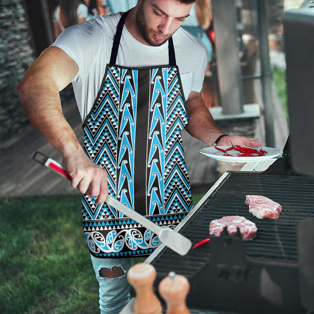 New Zealand Maori Niho Taniwha Apron Kikorangi Mangopare and Puhoro Pattern - Aussie Hoodie