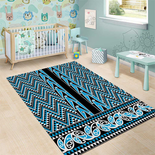 New Zealand Maori Niho Taniwha Area Rug Kikorangi Mangopare and Puhoro Pattern