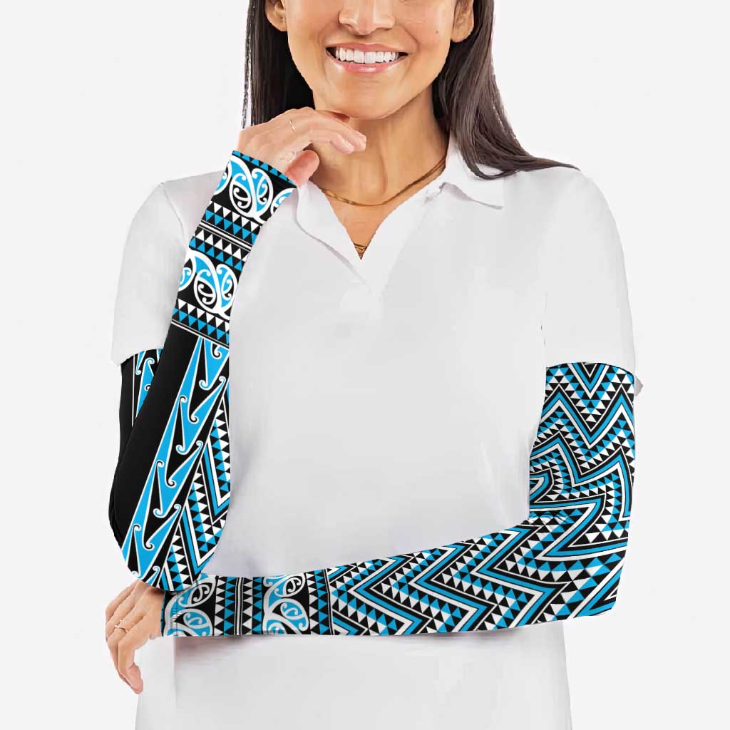 New Zealand Maori Niho Taniwha Arm Sleeves Kikorangi Mangopare and Puhoro Pattern - Aussie Hoodie