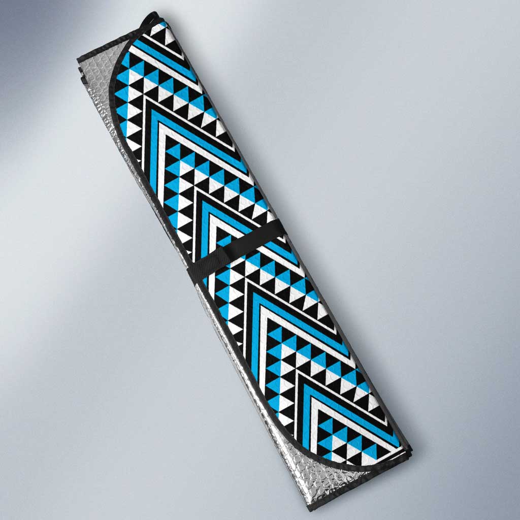 New Zealand Maori Niho Taniwha Auto Sun Shade Kikorangi Mangopare and Puhoro Pattern - Aussie Hoodie