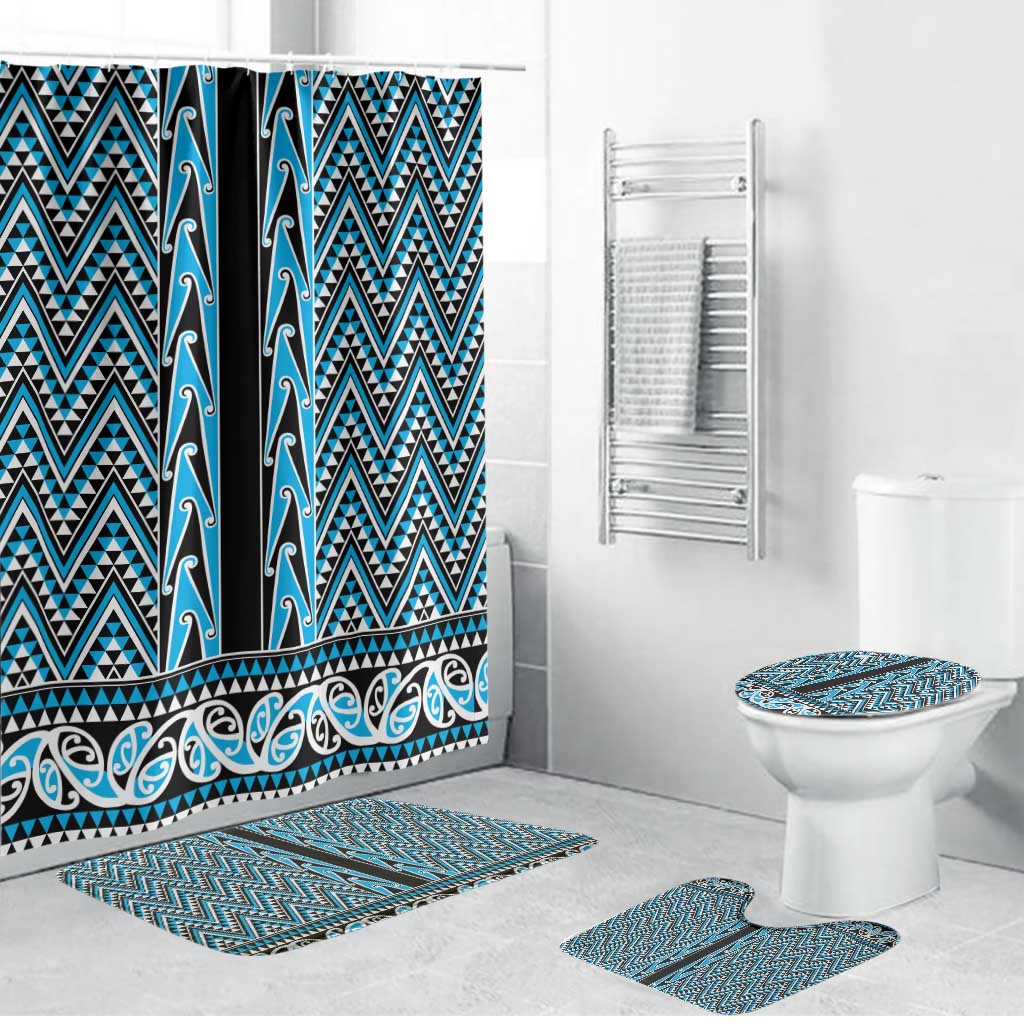 New Zealand Maori Niho Taniwha Bathroom Set Kikorangi Mangopare and Puhoro Pattern - Aussie Hoodie