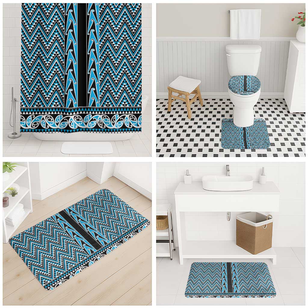 New Zealand Maori Niho Taniwha Bathroom Set Kikorangi Mangopare and Puhoro Pattern - Aussie Hoodie