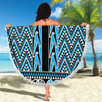 New Zealand Maori Niho Taniwha Beach Blanket Kikorangi Mangopare and Puhoro Pattern