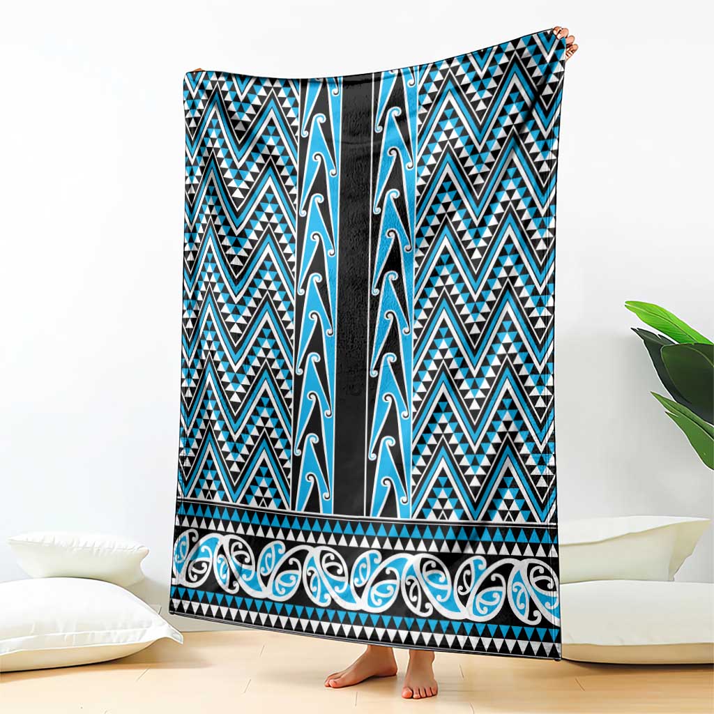 New Zealand Maori Niho Taniwha Blanket Kikorangi Mangopare and Puhoro Pattern
