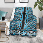 New Zealand Maori Niho Taniwha Blanket Kikorangi Mangopare and Puhoro Pattern