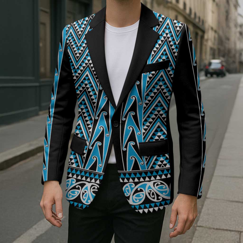 New Zealand Maori Niho Taniwha Blazer Kikorangi Mangopare and Puhoro Pattern - Aussie Hoodie