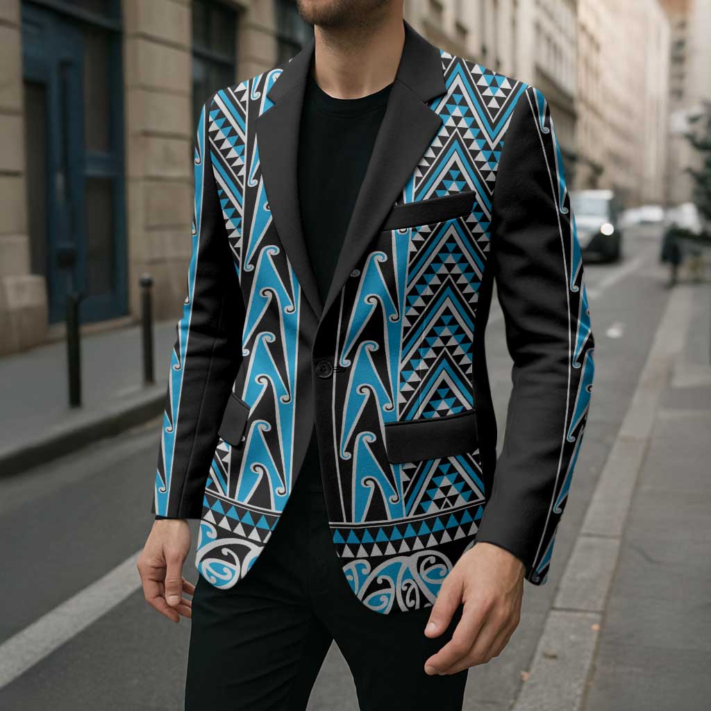 New Zealand Maori Niho Taniwha Blazer Kikorangi Mangopare and Puhoro Pattern - Aussie Hoodie