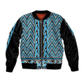 New Zealand Maori Niho Taniwha Bomber Jacket Kikorangi Mangopare and Puhoro Pattern