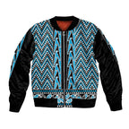 New Zealand Maori Niho Taniwha Bomber Jacket Kikorangi Mangopare and Puhoro Pattern
