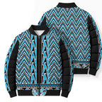 New Zealand Maori Niho Taniwha Bomber Puffer Jacket Kikorangi Mangopare and Puhoro Pattern - Aussie Hoodie