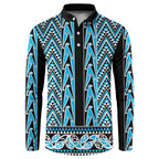 New Zealand Maori Niho Taniwha Button Sweatshirt Kikorangi Mangopare and Puhoro Pattern