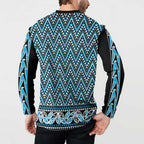 New Zealand Maori Niho Taniwha Button Sweatshirt Kikorangi Mangopare and Puhoro Pattern
