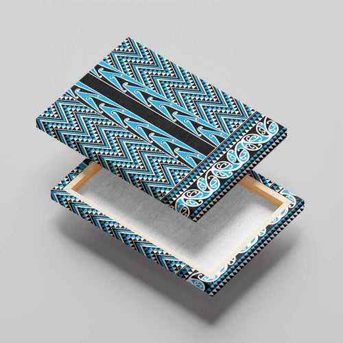 New Zealand Maori Niho Taniwha Canvas Wall Art Kikorangi Mangopare and Puhoro Pattern