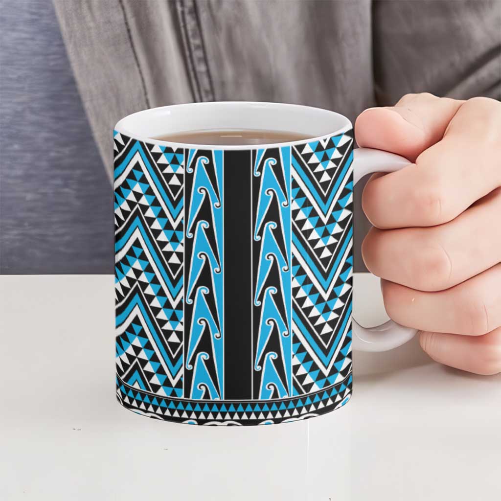 New Zealand Maori Niho Taniwha Ceramic Mug Kikorangi Mangopare and Puhoro Pattern - Aussie Hoodie